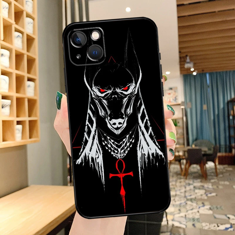 مصر نفرتيتي أنوبيس جراب هاتف آيفون 15 برو ماكس 14 13 12 11 16 برو ماكس ميني XR 15 16 زائد 16e غطاء كوكه