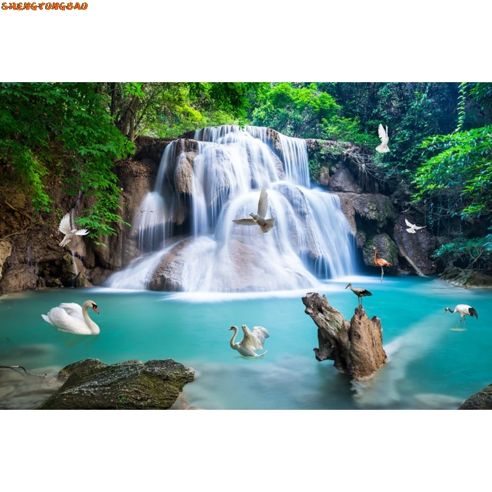 ฤดูร้อนทิวทัศน์ธรรมชาติฉากหลังสําหรับถ่ายภาพภูเขาน้ําตกป่าดอกไม้Riverภูมิทัศน์เด็กภาพพื้นหลัง