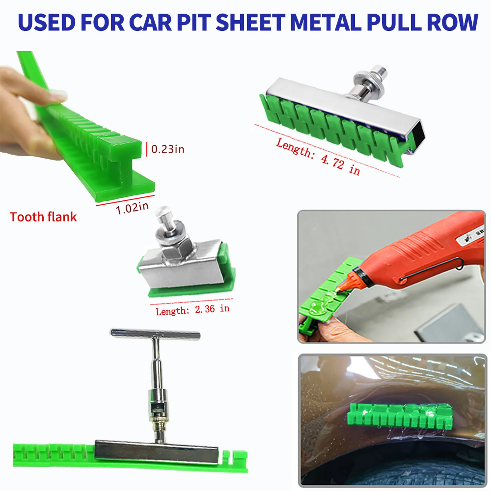 Kit de herramientas de reparación de carrocería sin pintura con barra en T de 48 piezas, Kit de eliminación de abolladuras, herramienta de reparación de removedor en T 2 en 1 para carrocería de automóvil