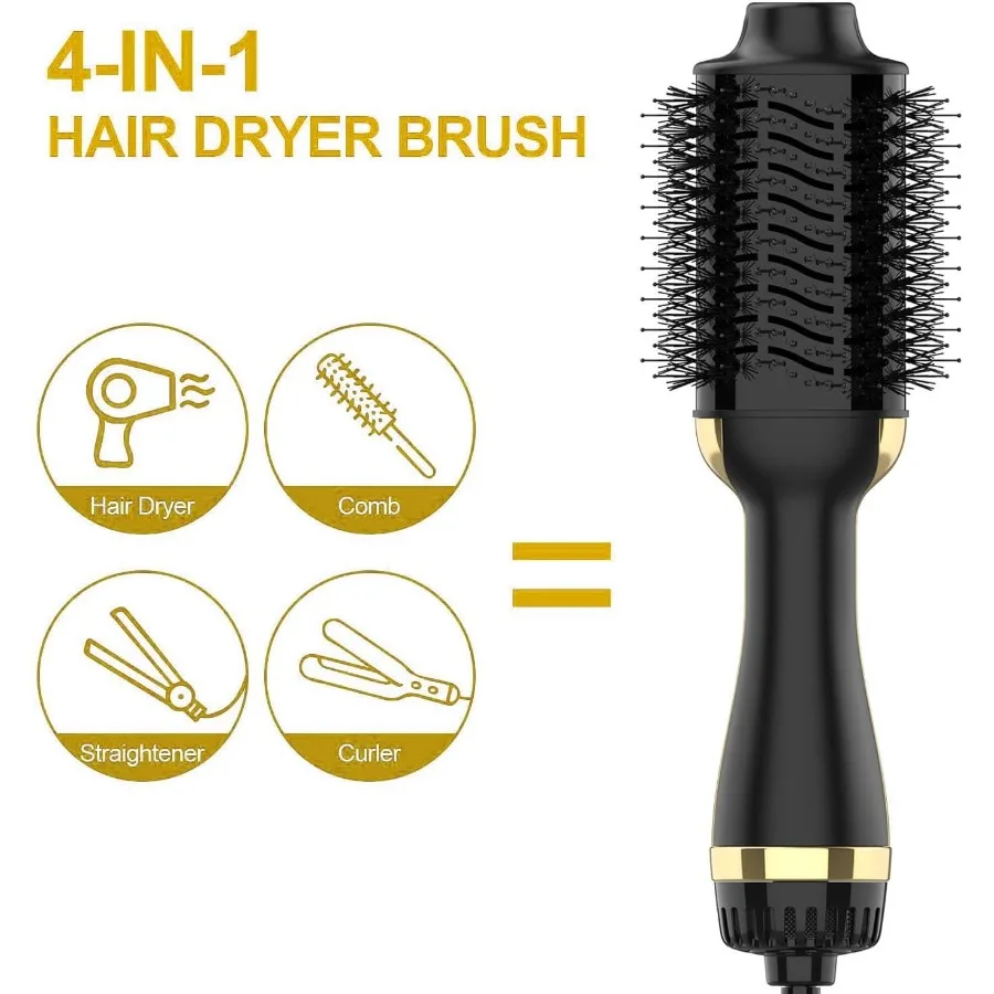 One Step Hot Air Brush 1000w Styler and Volumizer Hair Straightener Curler Comb Electric Ion Blow Dryer Brush Household Hot Com
