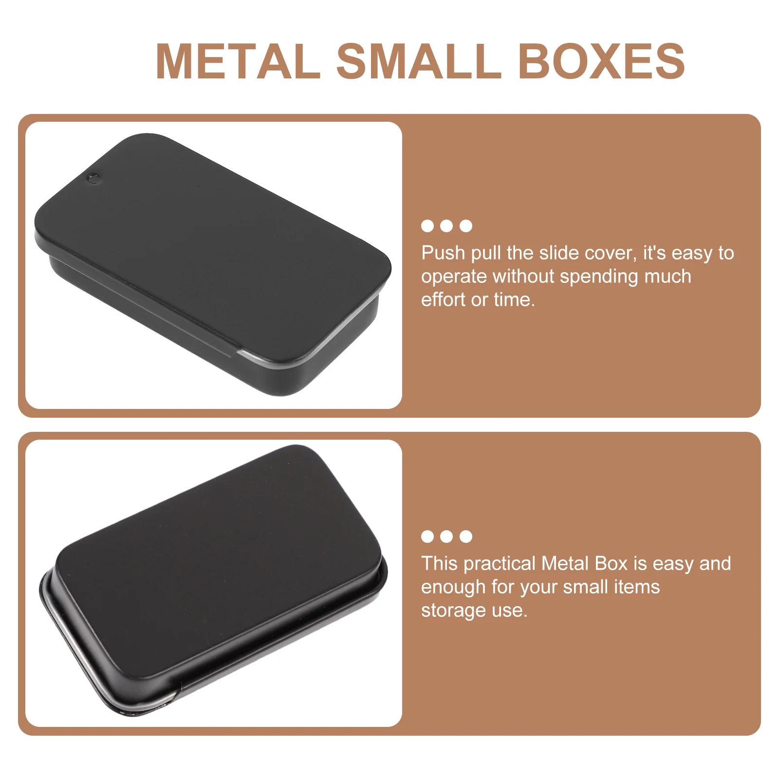 Mini Black Matte Sliding Cover Push-Pull Tin Box Portable U Disk Chewing Gum Metal Box Small Home Ointment Storage Box