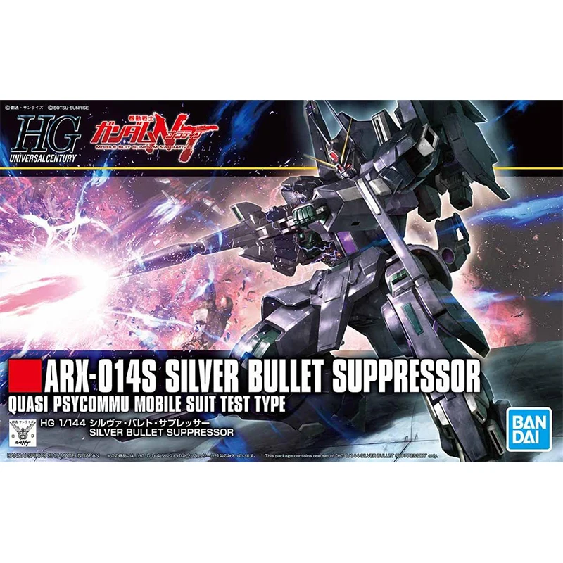 Bandai Genuine Gundam Model Kit Anime Figure HGUC  ARX-014S Silver Bullet Suppressor Gunpla Anime Action Figure Children Toys