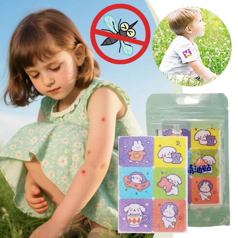 Patchs anti-moustiques aux huiles essentielles végétales naturelles pour enfants, patchs anti-moustiques portables à motif de dessin animé pour activités de plein air