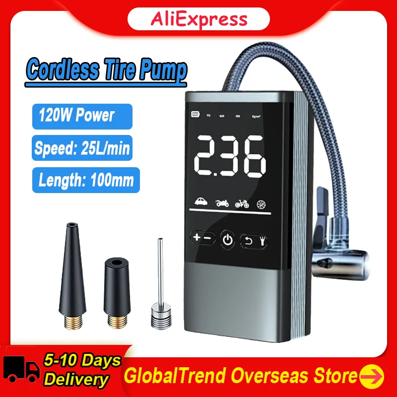 Multifunctional Cordless Car Tire Pump USB Rechargeable Digital Air Pump Tire Inflator Portable Air Compressor Electric Inflator