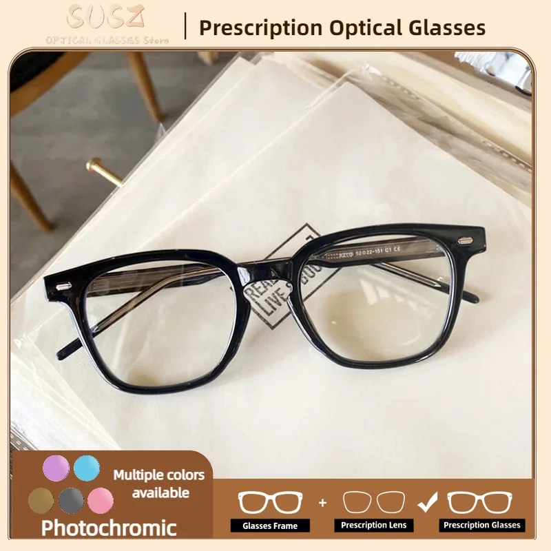 

SUSZ Reading Glasses Men High Quality Square Full Rim Anti Blue Light/Ray Glasses with Prescription Lens Custom Myopia Glasses