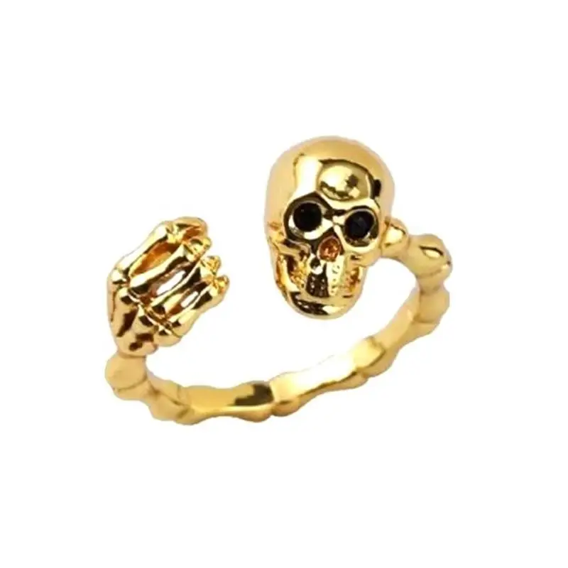 S925 Sterling Silver Skull Creative Ring Cross-Border Simple Punk Style Girl Open Ring