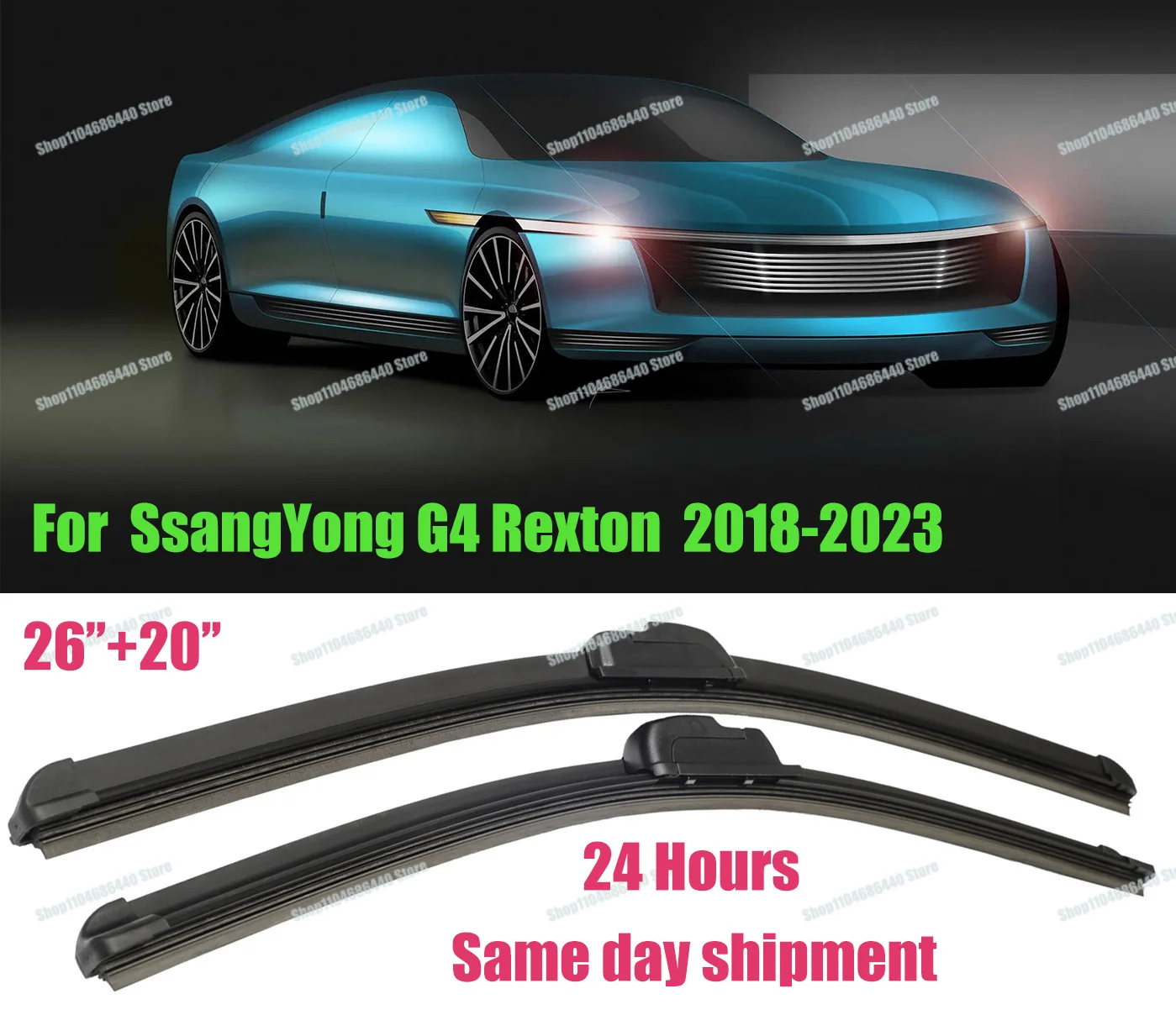 

Front Wiper Blades For KGM Rexton SsangYong G4 Rexton 2024 2023 2022 2021 2020 2019 2018 Windshield Window Brushes Parts
