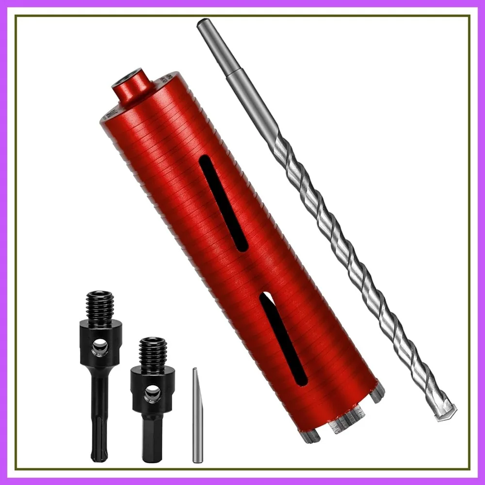 

2.5" Diamond Core Drill Bits 10" Depth 5/8-11 Thread Turbo Laser-Welded for Concrete Brick Block Masonry with Adapters