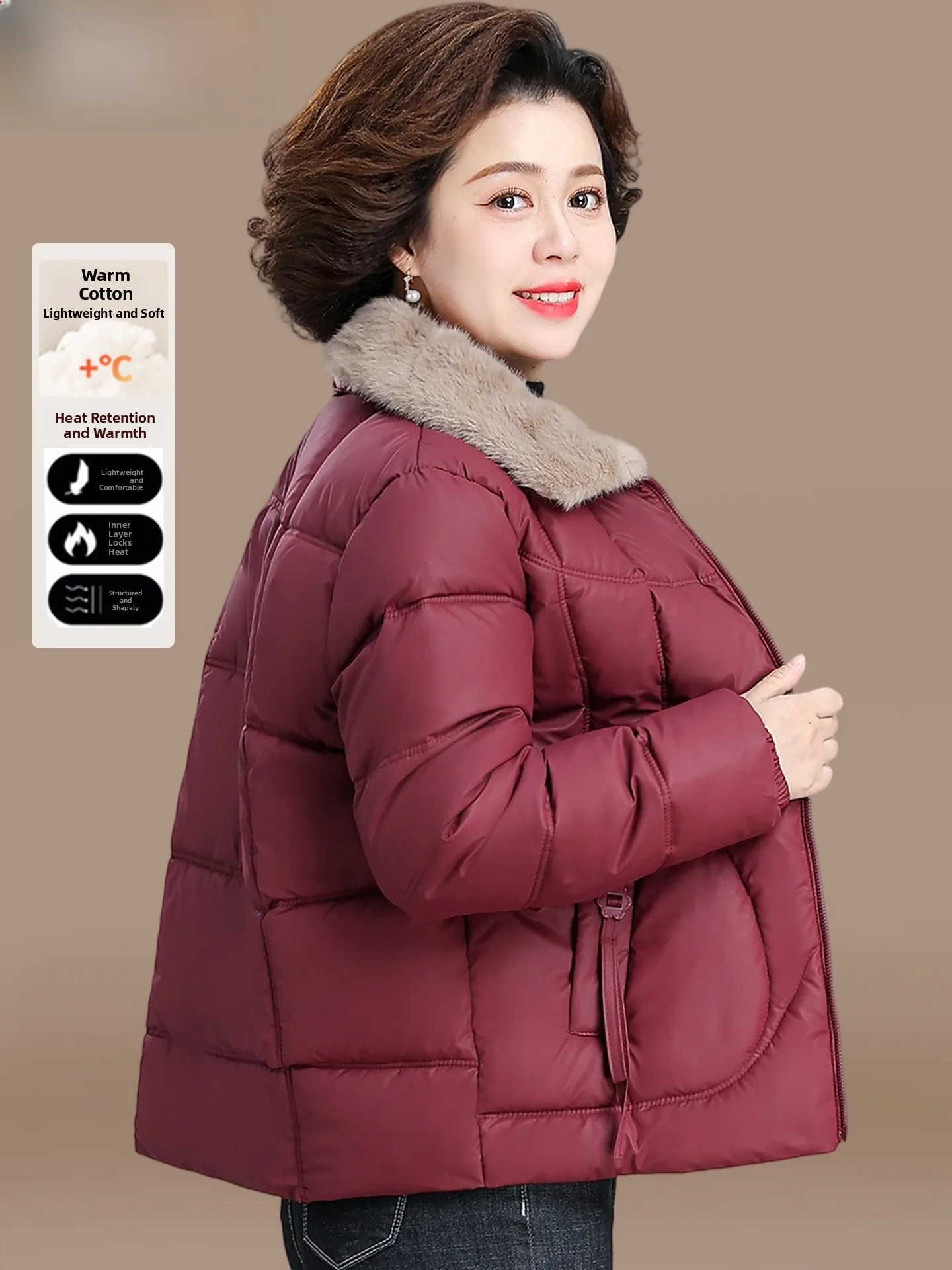 

Модная короткая пуховая куртка для женщин: осенне-зимняя, теплая, повседневная, с наполнителем из полиэфирного волокна, для мам среднего возраста