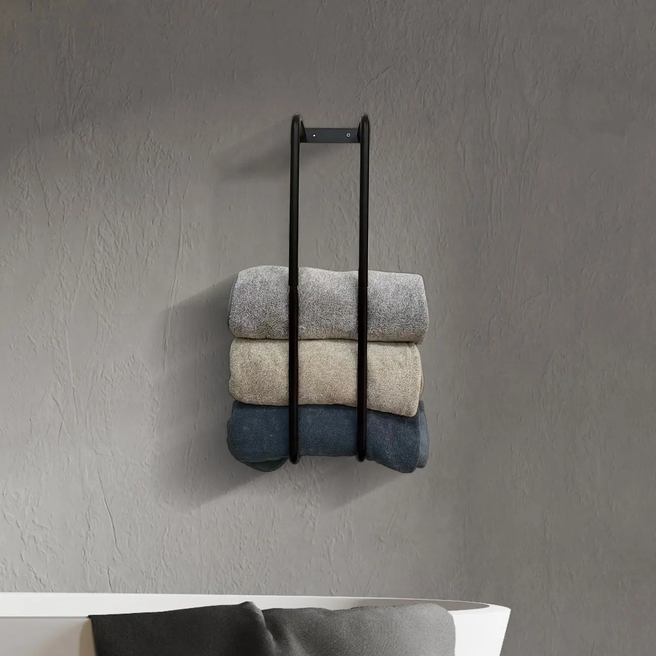 

1 piece of black towel rod for bathroom, perforated installation, stainless steel wall-mounted kitchen and bathroom towel rack