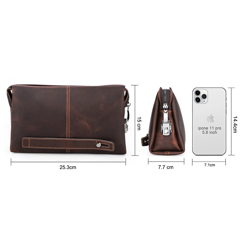 CONTACT\'S Bolsas de mão de couro genuíno para homens, design de código, porta-cartões de grande capacidade, bolso para telefone, bolsas masculinas,