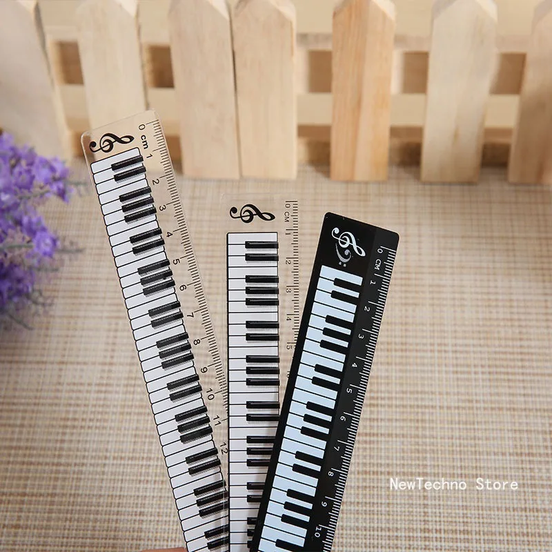 Music Straight Rulers Creative Cat Musical Note Piano Transparent Ruler Bookmarks Measuring Scale Office Stationery Supply