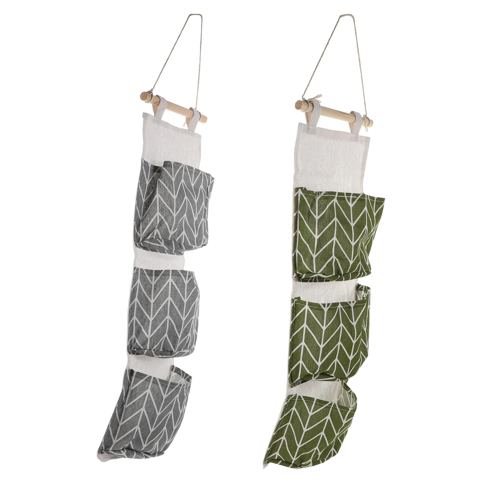 2 Pcs Storage Bags Wall Wardrobe Sundries Organizer Wall-mounted Household Furnishing Green Hanging