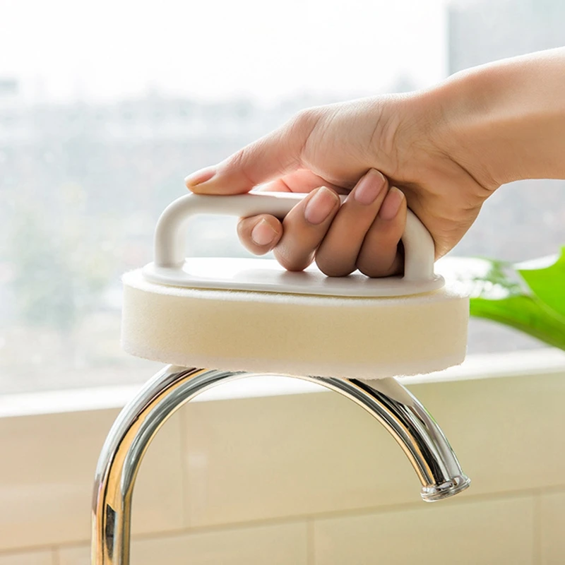 Depurador de jabón con mango para bañera, removedor de espuma para ducha, esponja de limpieza antiarañazos, almohadillas de fregado duraderas para Baño