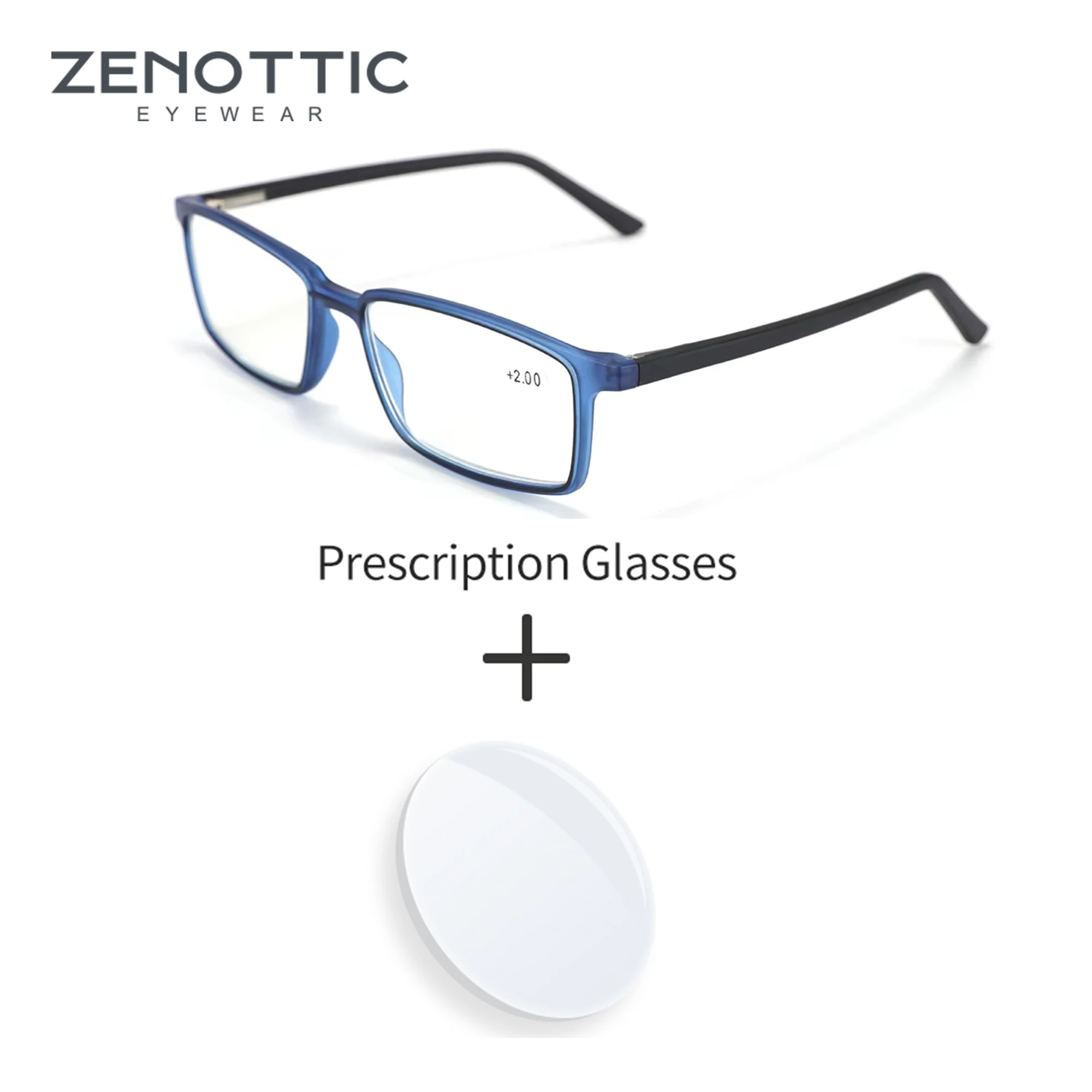 ZENOTTIC Rectangle Prescription Glasses Progressive Optical Eyeglasses Anti-Blue Light Myopia Hyperopia Eyewear For Men
