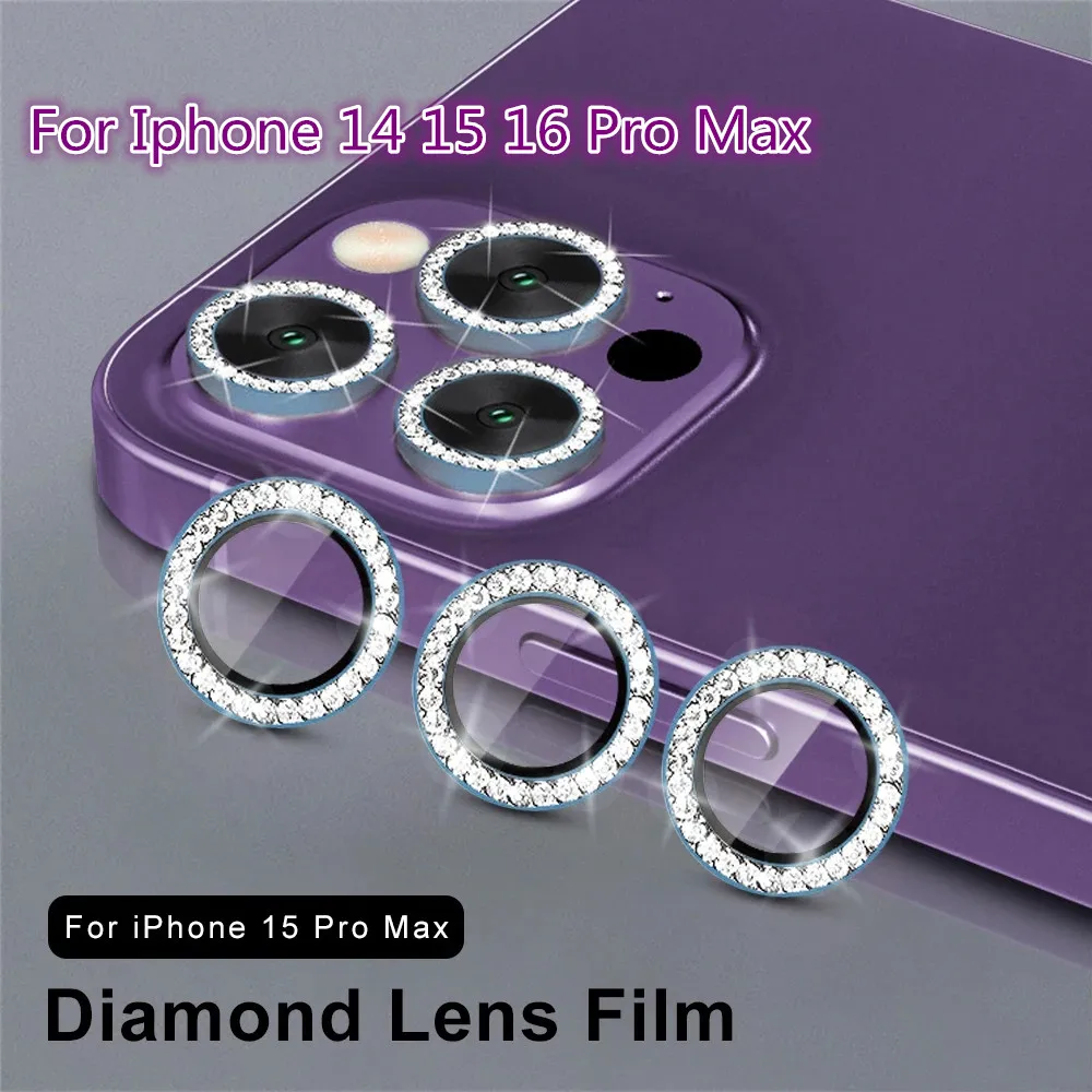 9D Diamond Camera Protector For Iphone 16 Pro Max Camera Tempered Glass For Iphone 16Plus 15Pro 14 Pro Max Ring Cover Case Film