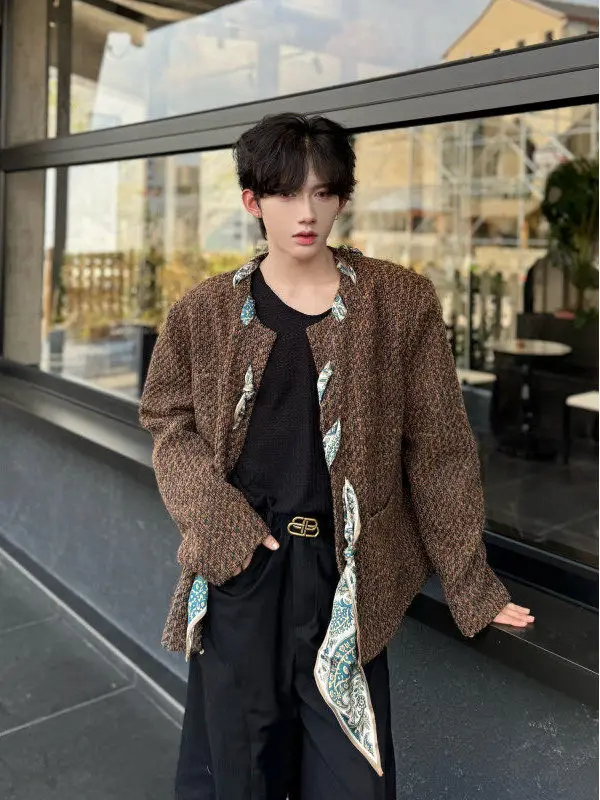 

Мужской осенний пуховик Amber Series класса люкс с шелковым шарфом, французский стиль, сохранение тепла