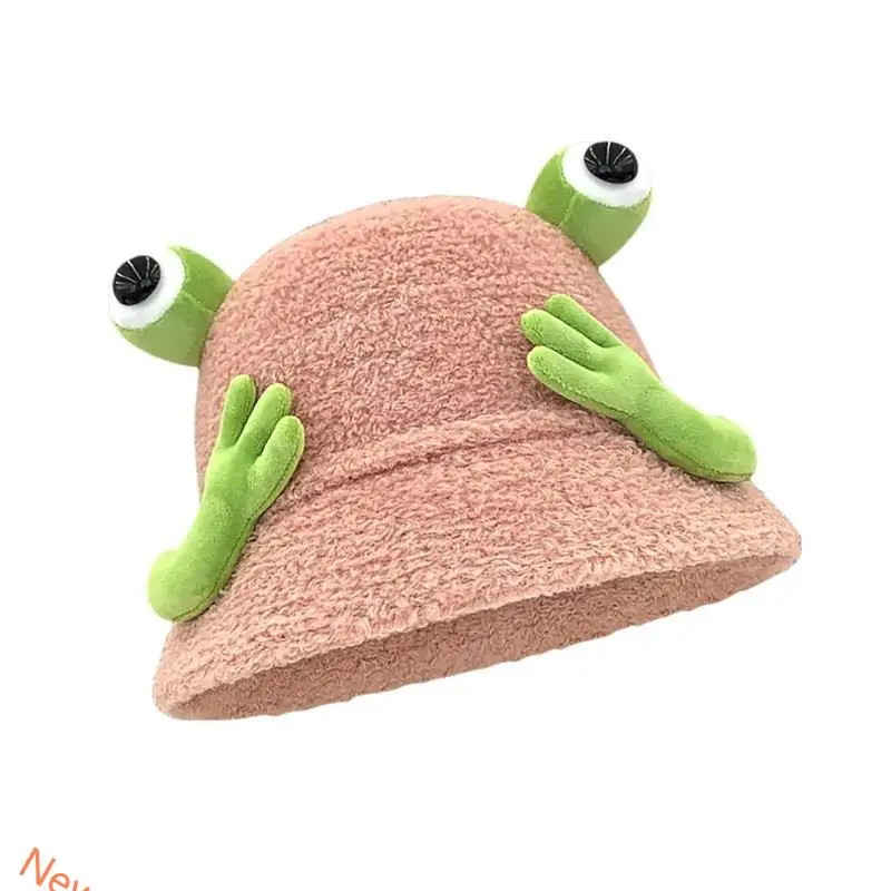 Frogs Bucket Hat Soft Plush Women's Autumn Hat Internet Celebrity Fisherman Hat LXAD