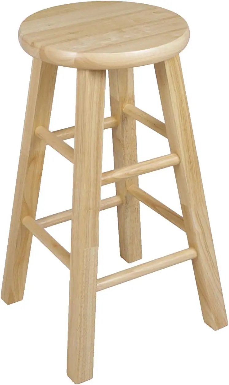 

2-Pack Natural Brown Wooden Counter Stools, 24" Height Backless Design with Square Legs for Kitchen Bar
