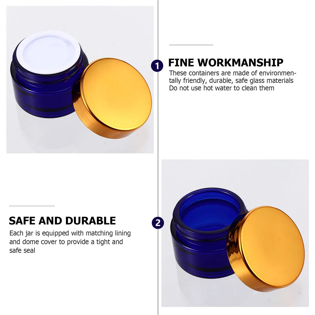 5 個のフェイスクリームサブガラスボトル詰め替え可能な多目的ポータブルストレージジャー旅行用フェイシャルクリームライト