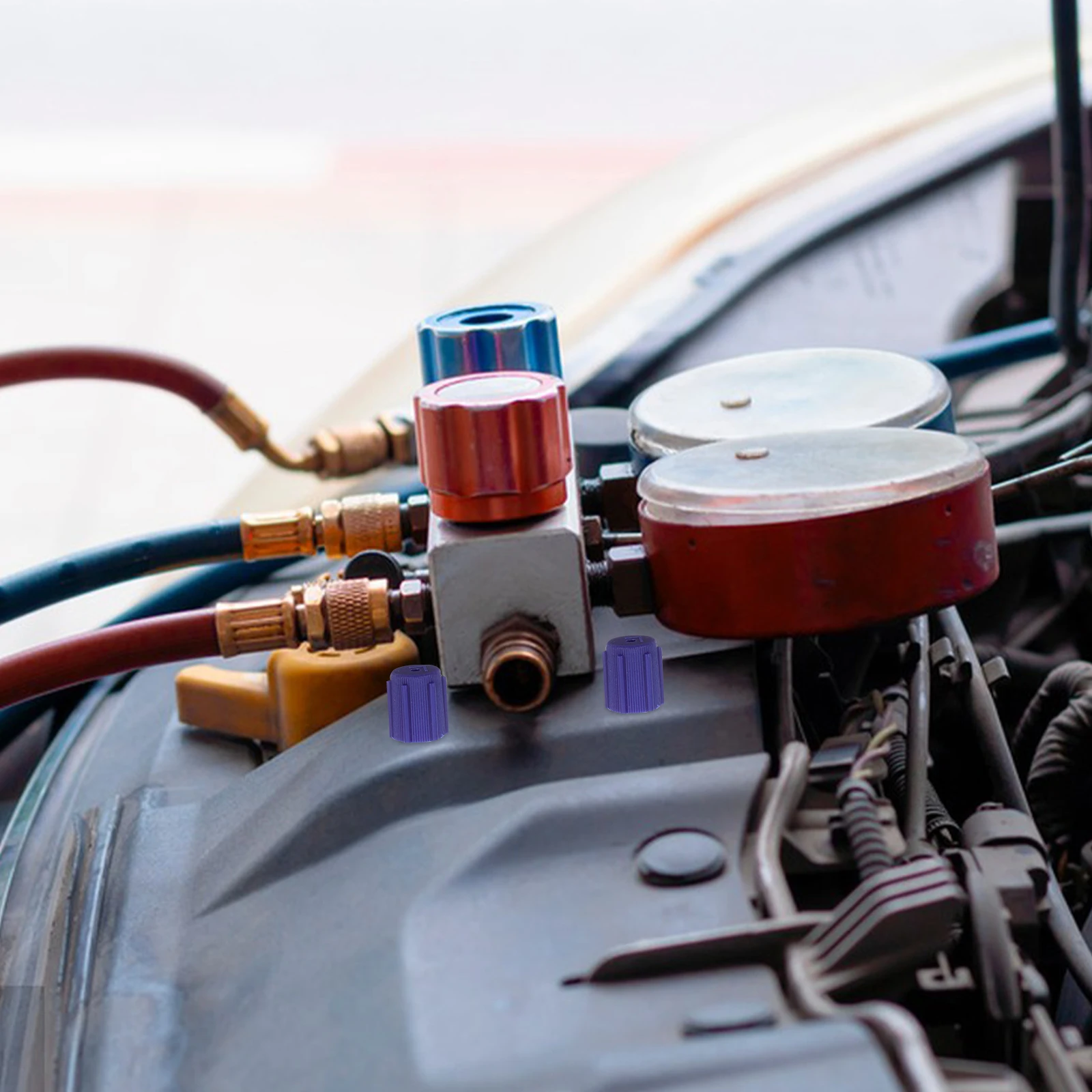 

10pcs Air Conditioning Valve Caps High Low Pressure For Automotive Charging Port Caps Car Recharge Kit Servicing Port