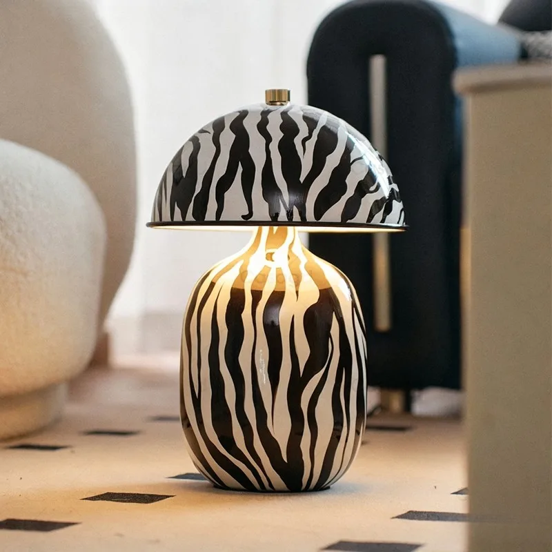 Medieval Retro Zebra Patterned Floor Lamps Designer Artistic Atmoshere Decor Fixture Living Room Nightstand Bedroom Table Lights