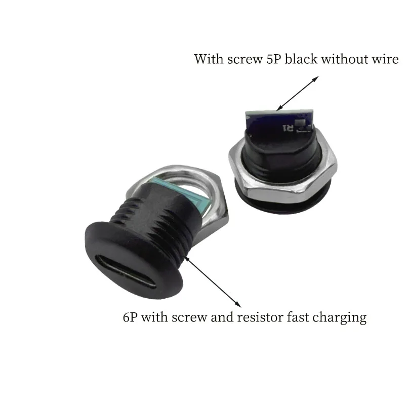 Waterproof Socket 5/6P Fast Charging High Current Soldering Wire Female Plug USB-C Connector Car DIY Charging TypeC Interface
