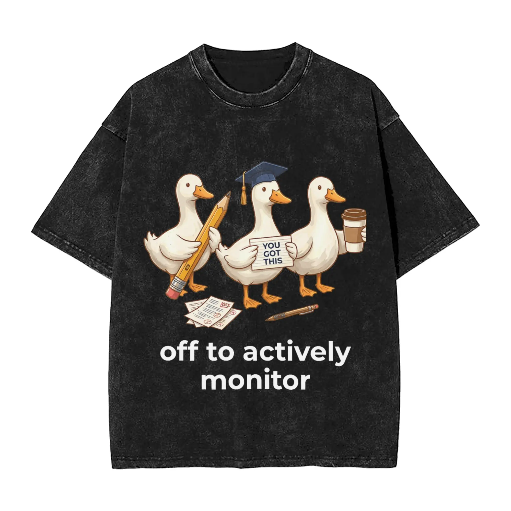 Off to Actively Monitor Teacher Testing Day Raccoon Meme T-Shirts for Men  Tee Shirt O Neck Short Sleeve T Shirts Summer Clothes