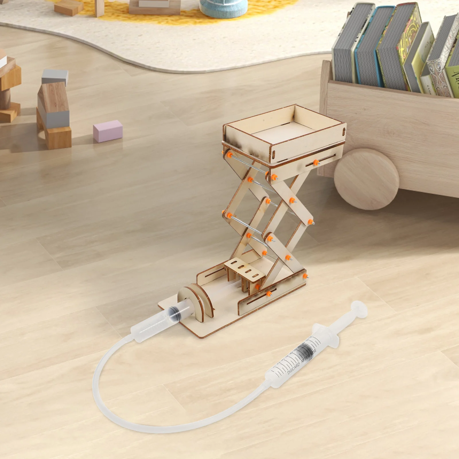 Kit scientifico educativo per macchina da laboratorio fai-da-te Materiali in legno per bambini Esperimenti scientifici Sollevamento idraulico regolabile