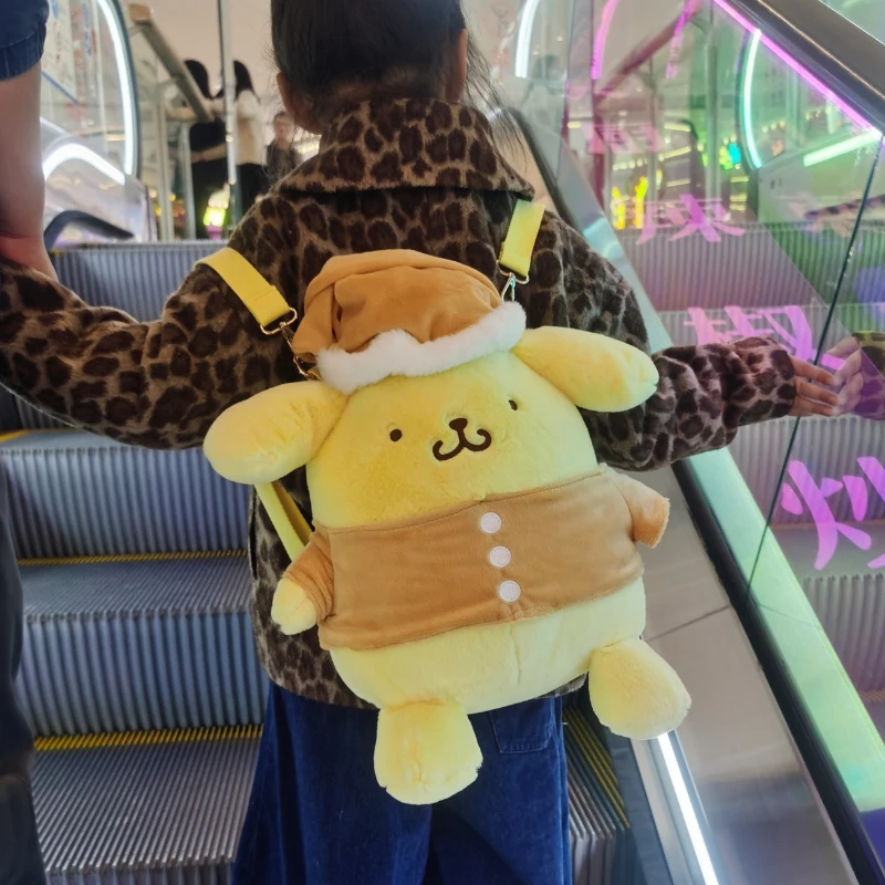 

Sanrio Sweet Dream Goodnight Series Pompom Purin Pochacco Cinnamoroll Double Shoulder Plush Backpack Doll Storage Cosmetic Bag