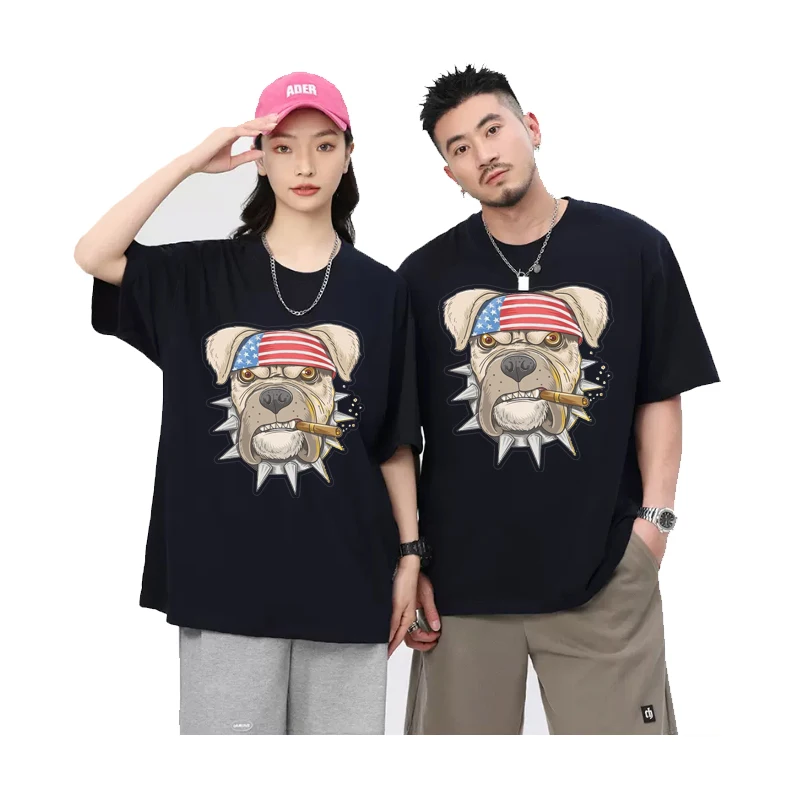 

2024 New Product Series Cartoon Dog Fun Print Men's and Women's Trendy T-shirt Top Short Sleeve