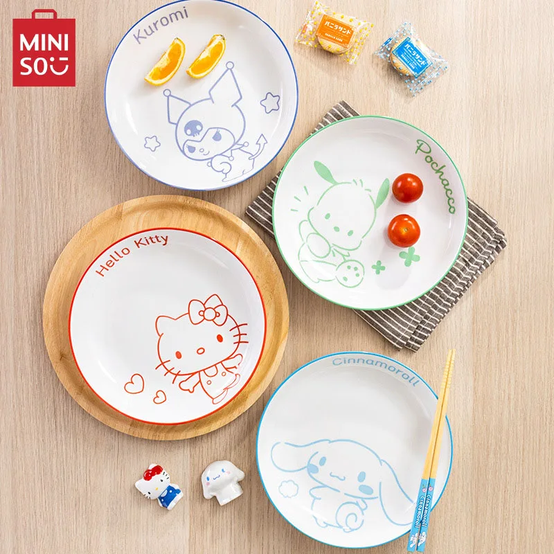 

Sanrio Anime Hello Kitty Dining plate Cartoon Kawaii Kuromi Cinnamoroll Ceramics Dining plate Household Fruit bowl Birthday Gift