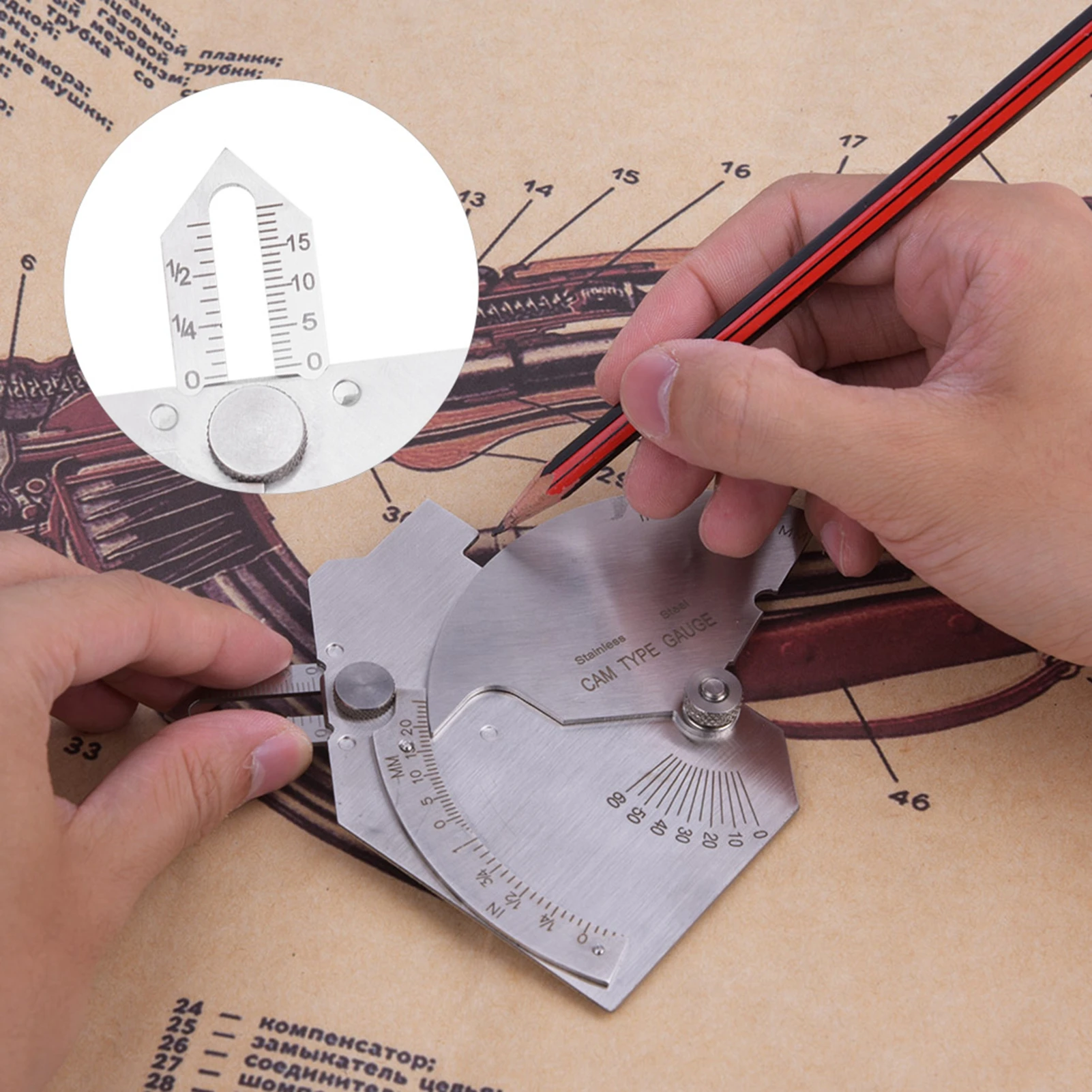 Welding Undercut Gague MG-8 Bridge Cam Welding Gauge Welded Surfaces Joint Undercut Fillet Leg Throat Gage Welding Cam Gague