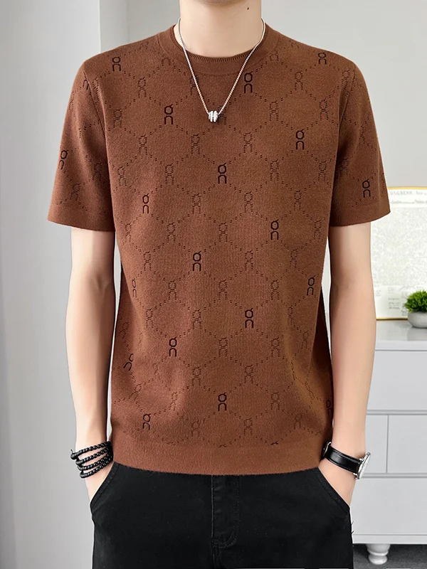 

Slim Fit ort Sve round Ne Knitwear for Men Casual Sle f Sve Base Layer T-irt Comfortable Breathable Geometri...