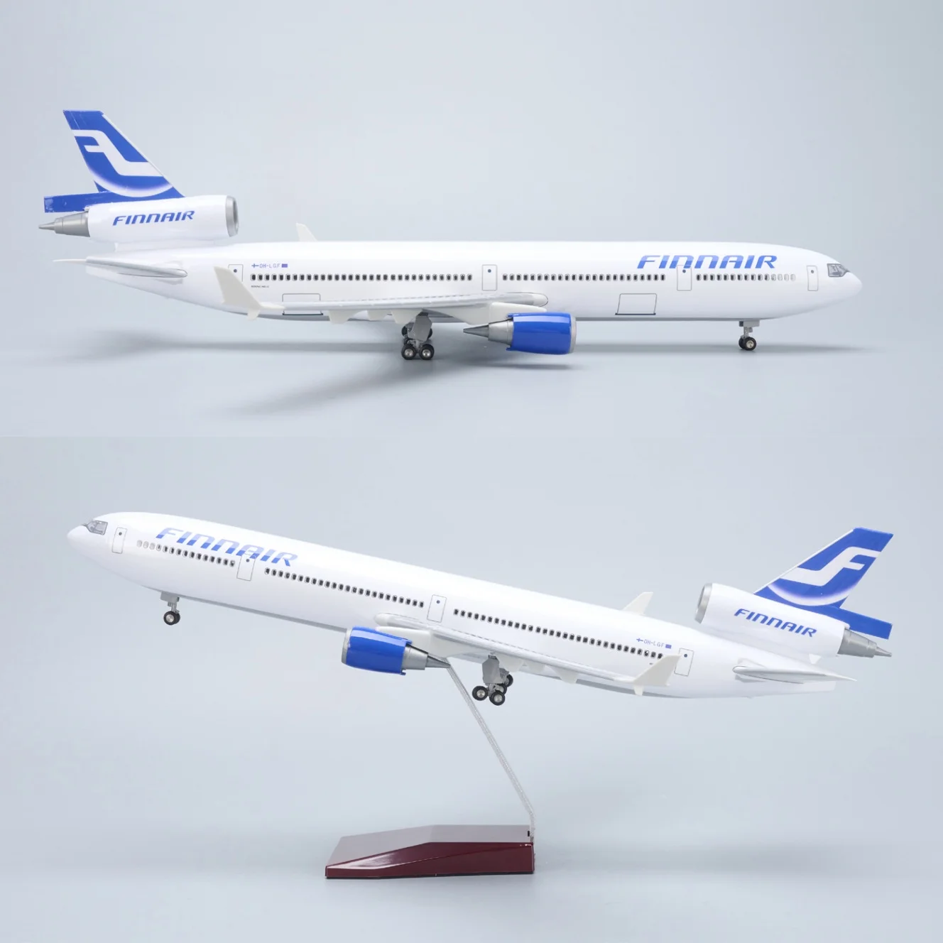 1/130 Scale Plane 47cm Plastic Model Finnish Airways Md11 Diecast Airplane Kit With Wheels & Stand For Souvenir Hobby Display