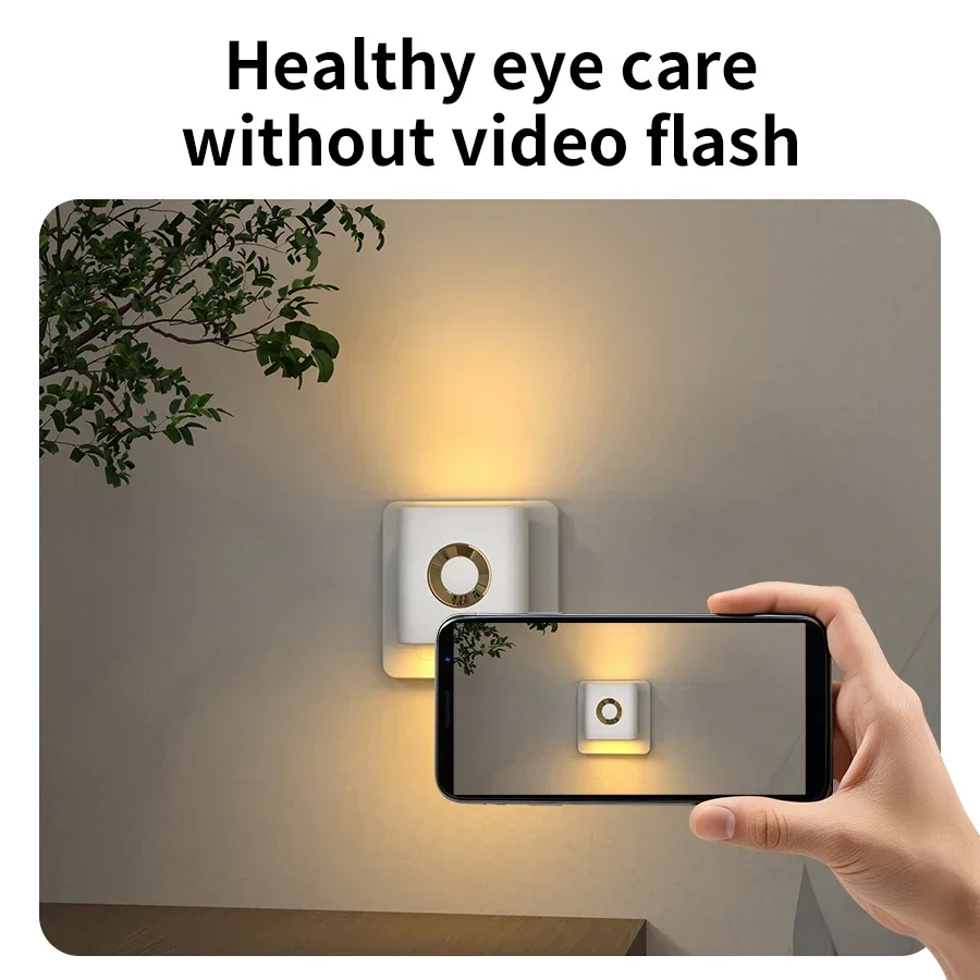 EU LED Night Light with Socket Motion Sensor Warm White Ambient Wall Lamp for Bedroom Staircase Toilet Corridor Bathroom Use