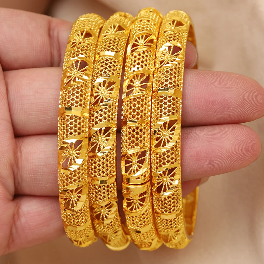 

4 pieces/batch of copper openable bracelets, Middle East Dubai women's fashion jewelry, Ethiopian bride wedding gift