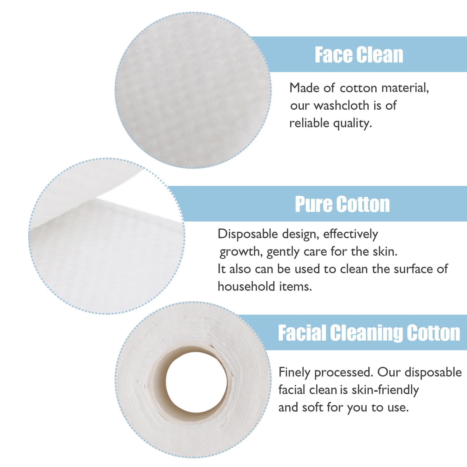 Asciugamani per il viso in cotone detergente Salviette usa e getta Struccante per il viso Puro cotone Morbido Cura delicatamente Prevenire la pelle