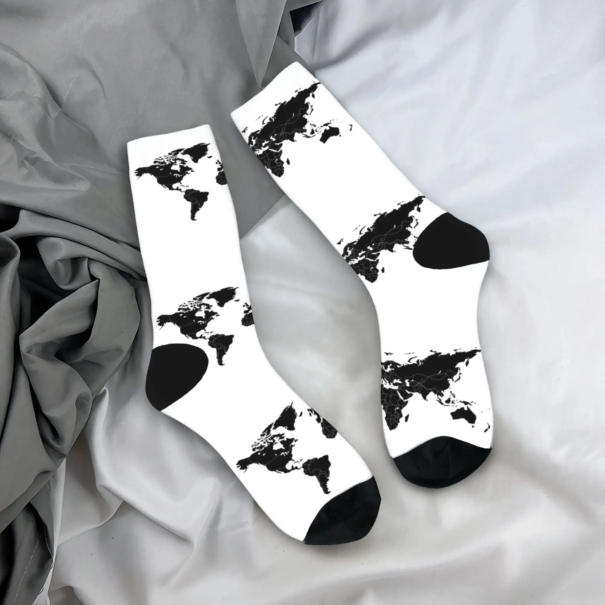 

World Map Socks Spring Stockings Modern Adults Men Soft Breathable Socks Custom Skateboard Non-Slip Socks