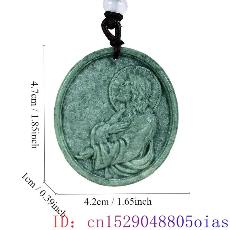 Natural Jade Christ Jesus Pendant Talismans Luxury Chinese Carved Man Vintage Stone Jewelry Men Gifts for Women Necklace Amulet