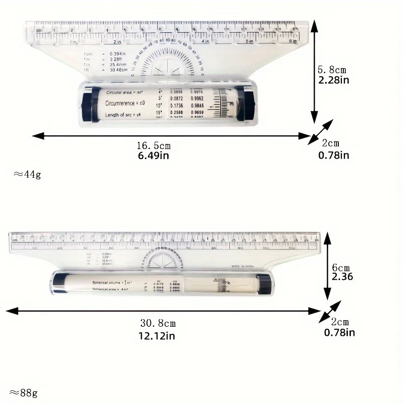 2Pcs Plastic Ruler Drawing Roller Ruler Parallel Multi-functional Drawing Design Used for Measurement Drafting Schools Offices