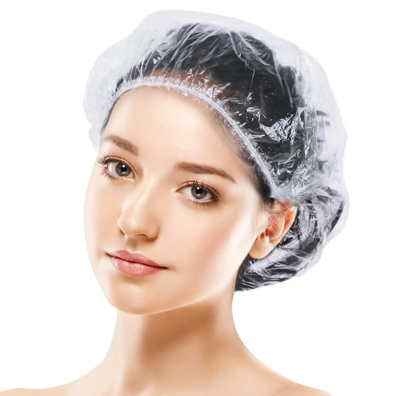 

100pcs Disposable Shower Caps, Waterproof Hair Protection for Spa, Travel, Home Use – Large Clear