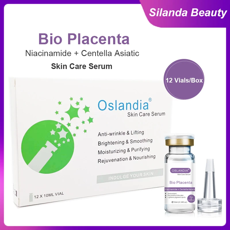 

Oslandia Bio Placenta Niacinamide Centella Asiatica Face Essence Anti-acne Repairing Skin Care Facial Serum 10mLx12 Vials/Box