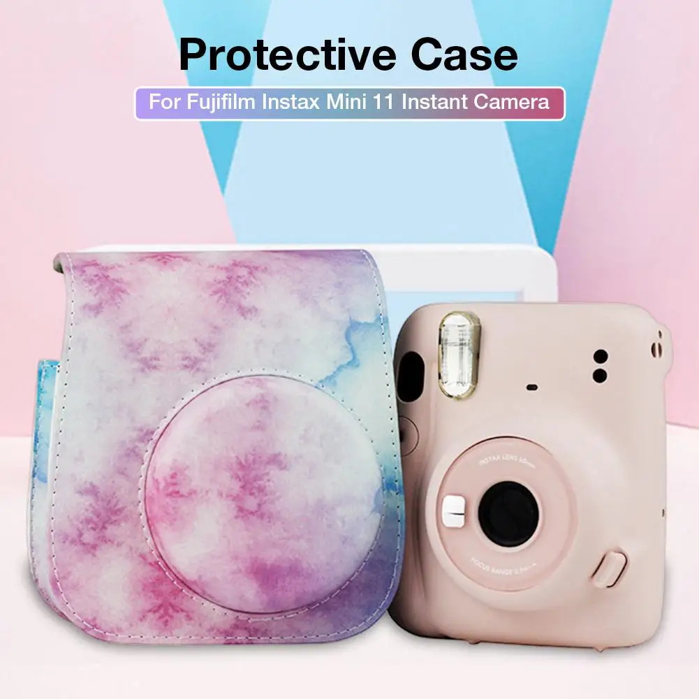 For Fuji Instax Mini 11 Instant Camera PU Leather Protective Camera Bag Holder Bag With Shoulder Strap Bag Oil Color Camera Case