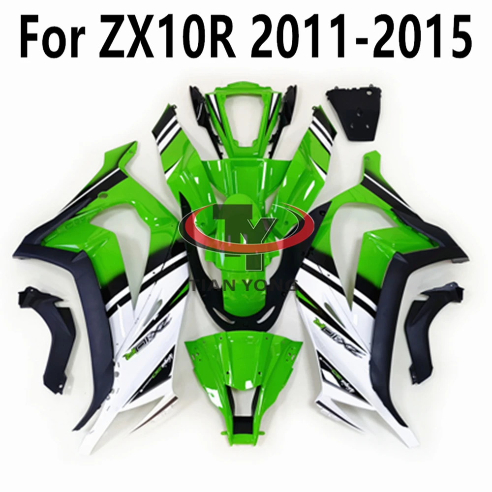 For Kawasaki ZX10R Bodywork Cowling Green White Gradient Printing ZX10 R ZX 10R 2011 2012 2013 2014 2015 Full Fairing Kit