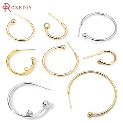 18K Gold Color Brass Ball Head Stud Earrings Pins Earrings High Quality Diy Jewelry Making Supplies Accessories for Women