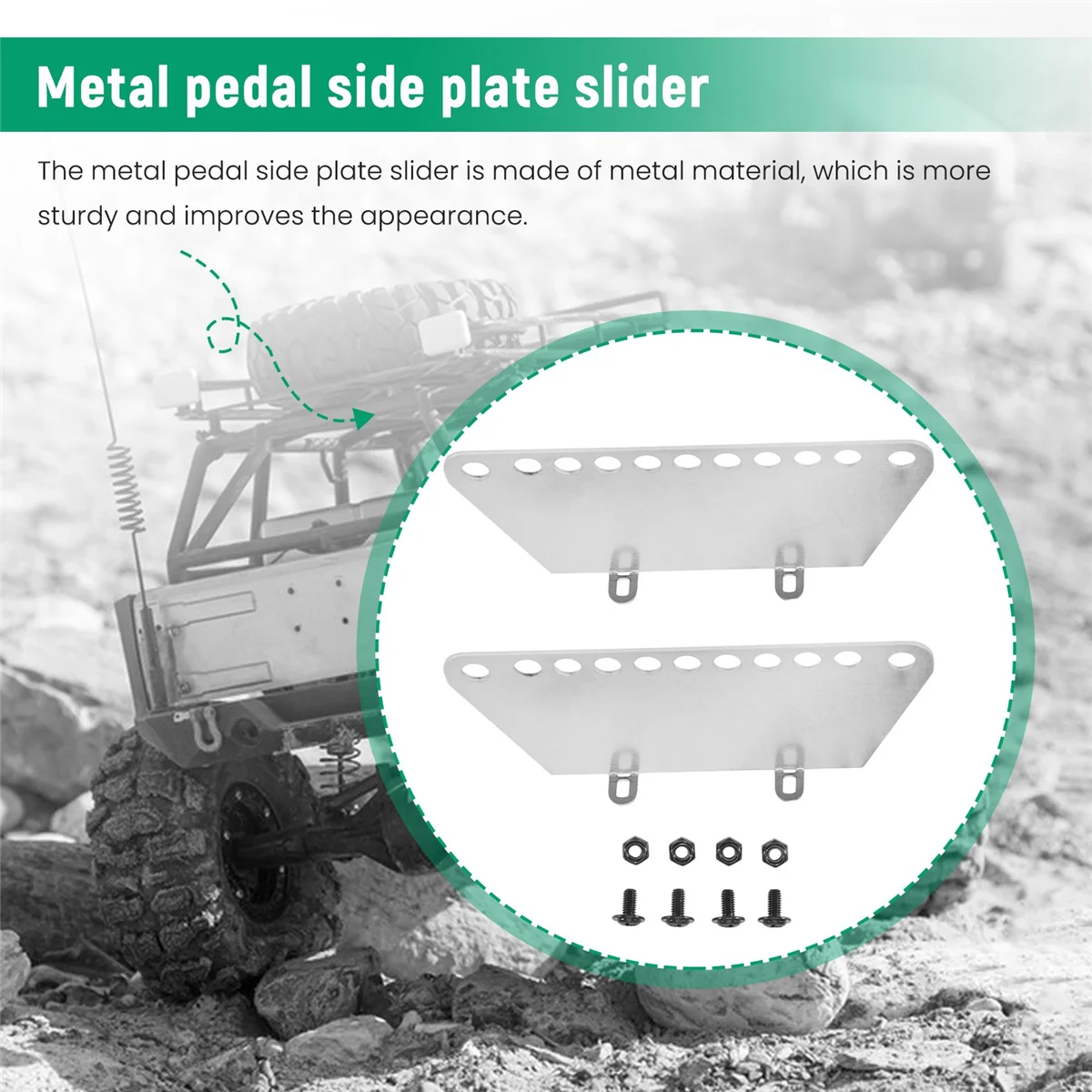 Curseur de plaque latérale de pédale en métal pour voiture RC, pièces de mise à niveau, accessoires, MN D90, D91, D99S, MN99S, 1/12