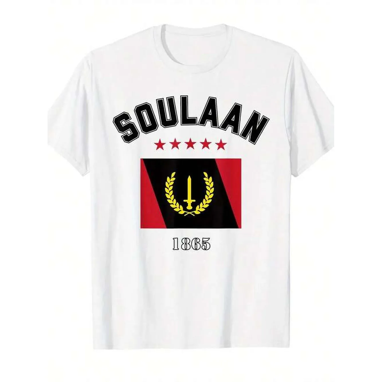 Men'S Graphic T-Shirt - Is White History Statement Tee With African Flag Colors, Casual Attire - Round Neck Short Sleeve Casual Top