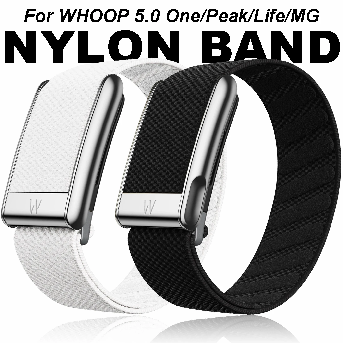 Compatible with Whoop 5.0 One/Peak/Life Wristband, Nylon Woven Elastic Whoop MG Sports Replacement Strap Metal U-shaped Frame