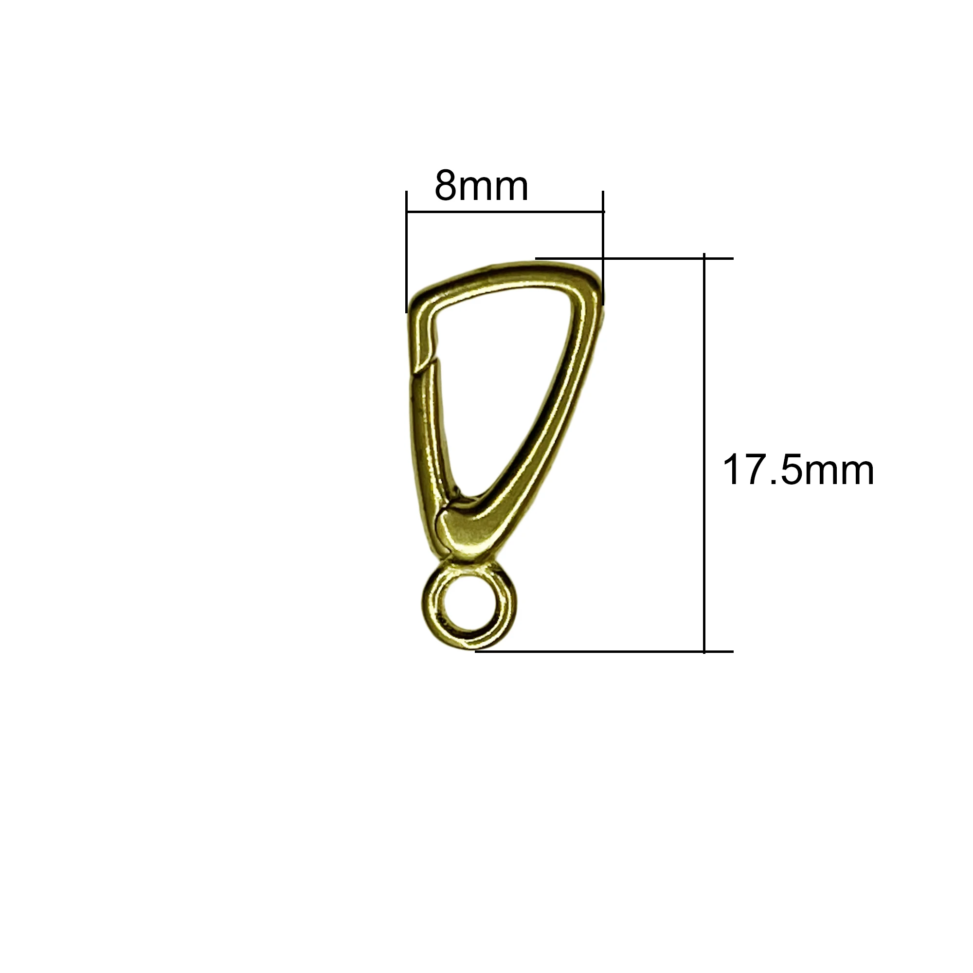2 pcs 0.7inch 17.5 mm Korea simple triangle Solid Brass Pocket Watch Clip Chain spring Snap Hook Buckle pearl chain DIY links